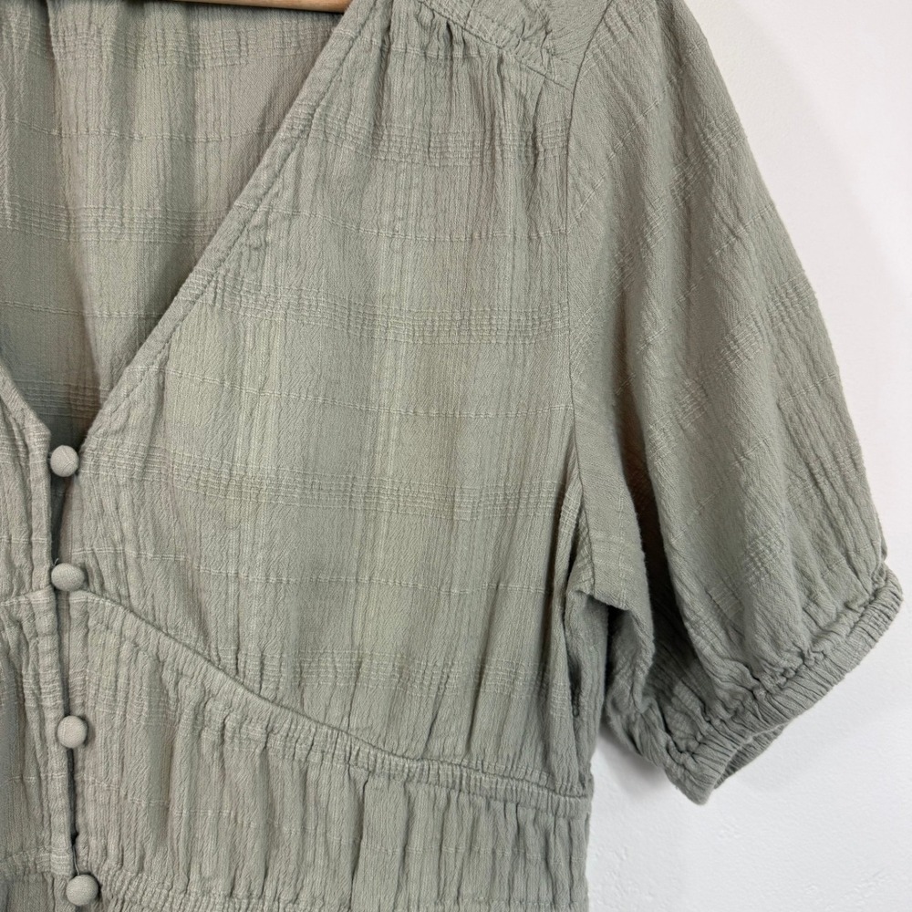 Lucky Brand Tiered Maxi Dress M Sage Green Cotton Boho Prairie Cottagecore - Picture 5 of 12